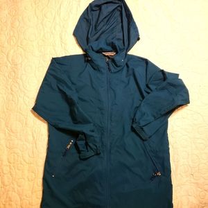 Vintage deep teal long hooded anorak/jacket